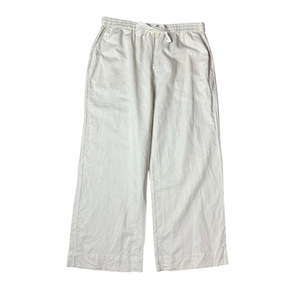 LATTELOVE Linen Cotton Natural Pull-On Lounge Pants size L NWT